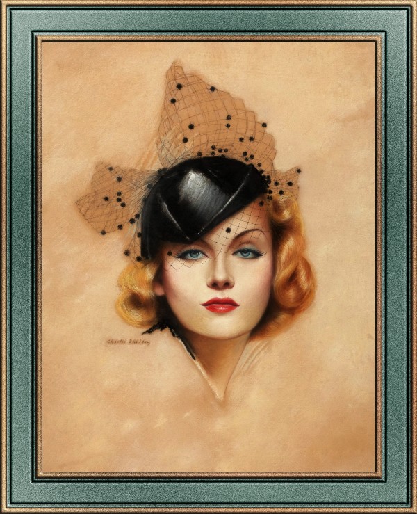Carole Lombard Portrait by Charles Gates Sheldon Art Nouveau Old Masters Vintage Art Reproduction by xzendor7